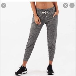 Gap Fit Cropped Jogger Pants W/ Zippered Pockets Heathered Navy Womens Size M